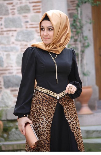 Pınar Şems Abiye Elbise 3004-01 Leopar